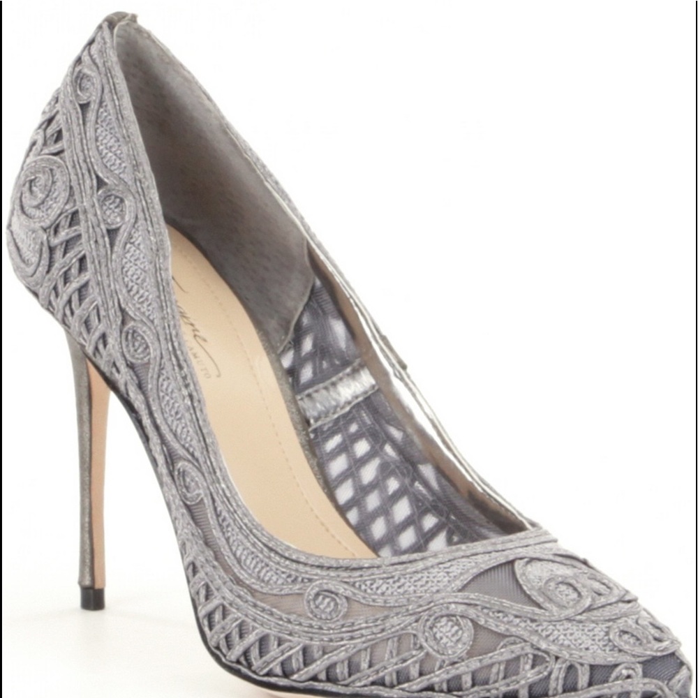 Vince Camuto Imagine pewter macrame heels- Elevate Your Holiday Look